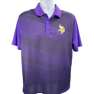 Minnesota Vikings Polo‎ Shirt Men’s Size Large  Purple Black Team NFL Apparel
